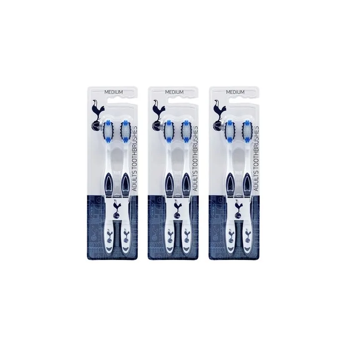 Tottenham Football Club Adults Medium Toothbrush Dental Teeth Oral Care - Pack of 6