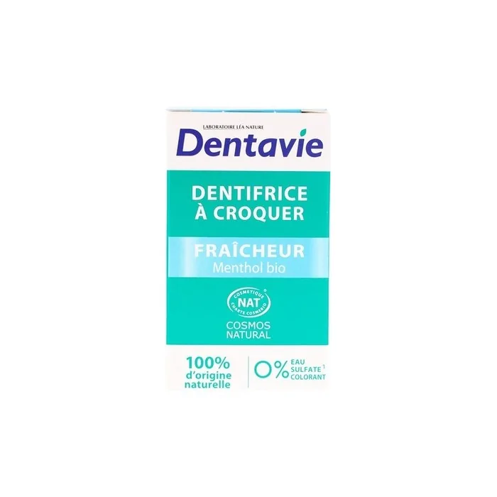 Dentavie Chewable Toothpaste Fresh Menthol Organic 60 Tablets