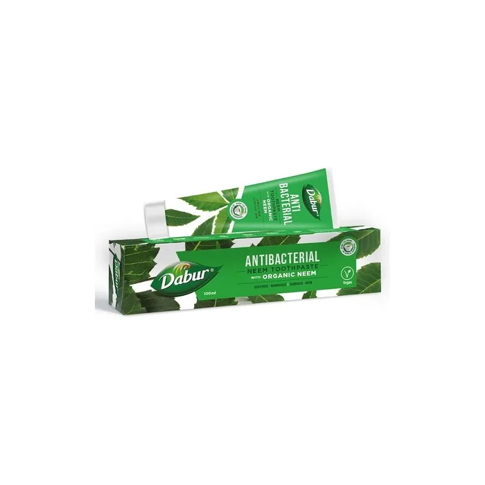 Dabur Antibacterial Neem Toothpaste 100ml Natural Oral Care with Neem Extracts for Fresh Breath and Healthy Teeth Fluoride-Free Formula