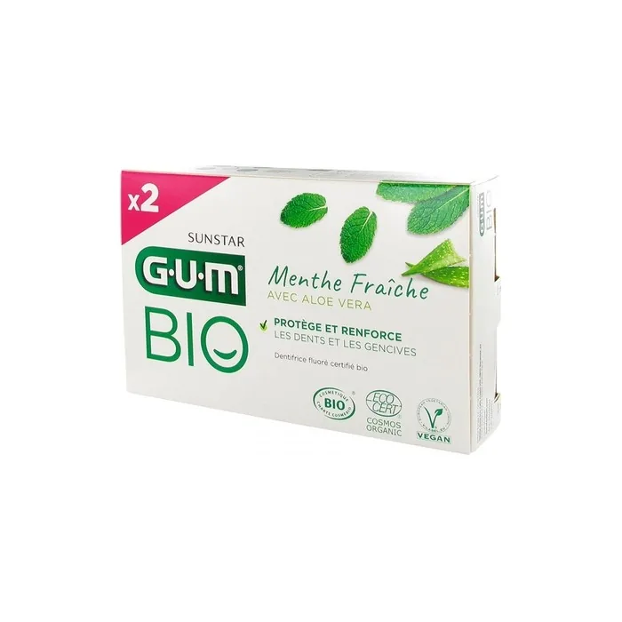 GUM Toothpaste Fresh Mint Aloe Vera Organic 75ml - Pack of 2