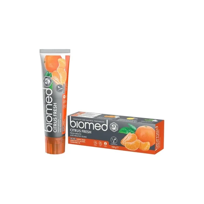 Biomed Citrus Fresh 97% Natural Toothpaste with Mandarin Grapefruit Lemon Essential Oils 100g