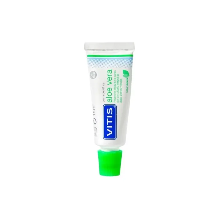 Vitis Aloe Vera Toothpaste With Fluoride Mint Flavor Travel Size Tube 15 Ml