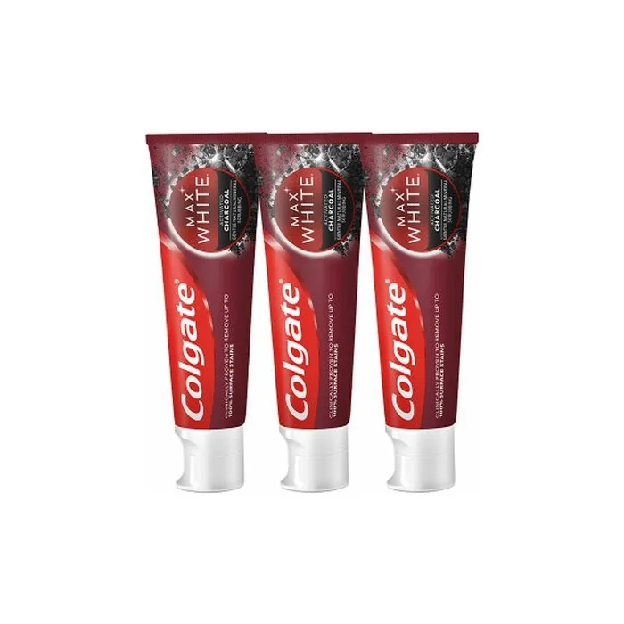 Colgate Max White Charcoal Trio Toothpaste Whitening Toothpaste With Activated Charcoal 3 X 75 Ml