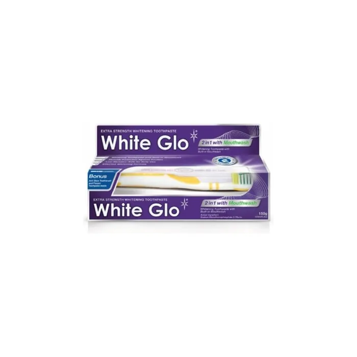 White Glo 2 In 1 Whitening Toothpaste With Mouthwash 100ml + Toothbrush
