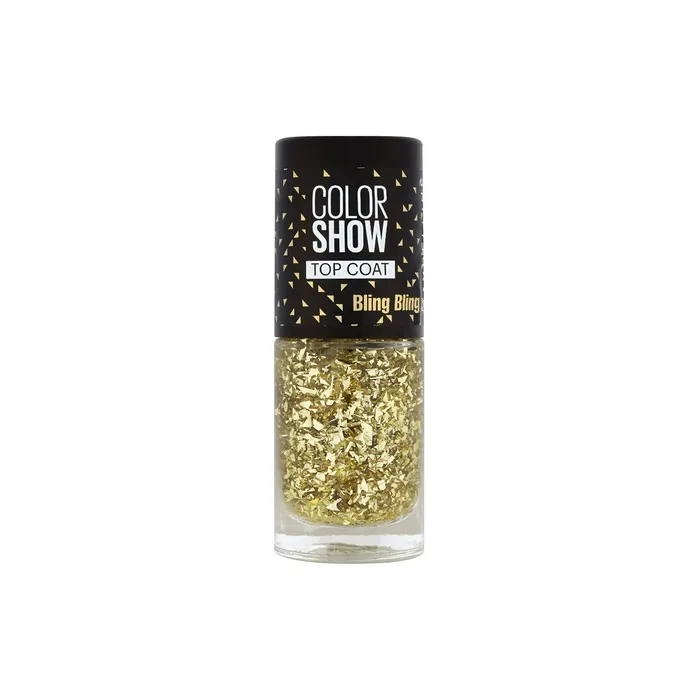 Gemey Maybelline Colorshow Top Coat Nail Polsih 95 Bling Bling Glitter Gold