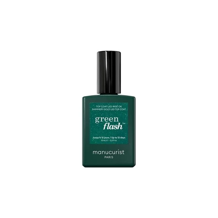 Manucurist Green Flash Gold Glitter Top Coat Nail Polish 15ml - Glossy Finish