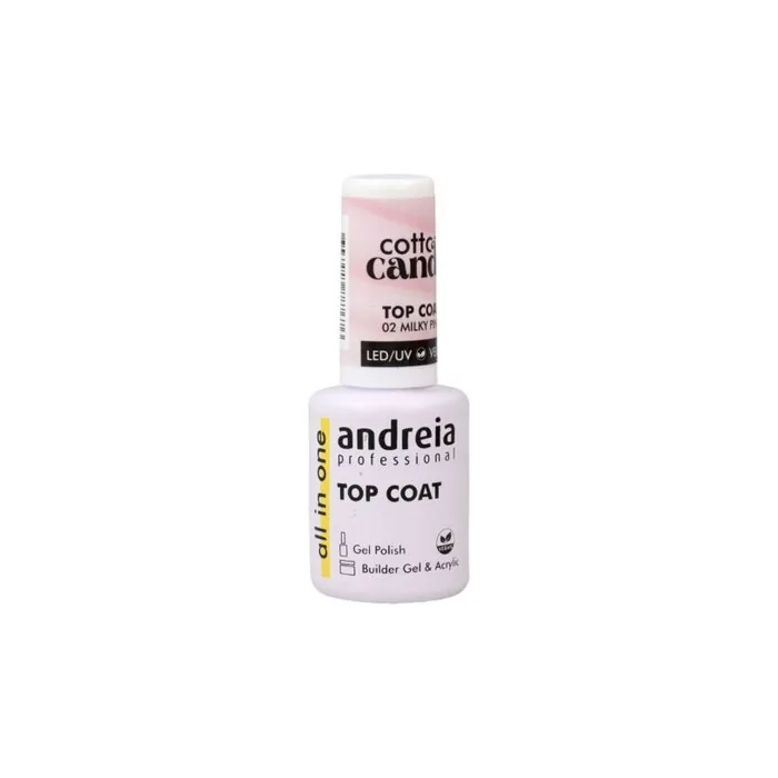 Andreia Cotton Candy Top Coat Nail Polish Fixer Nº 02 Milky Pink 10.5ml