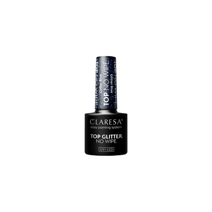 Claresa Top Glitter No Wipe Hybrid Nail Polish Top Coat Glitter Blue 5g