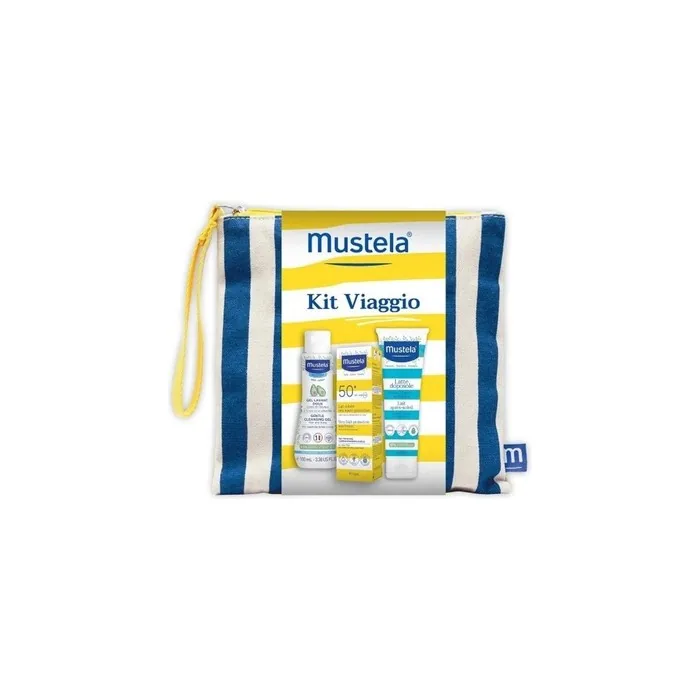Mustela Travel Kit with Gentle Cleanser 100ml, SPF50+ Sun Milk 40ml, and After-Sun Milk 100ml