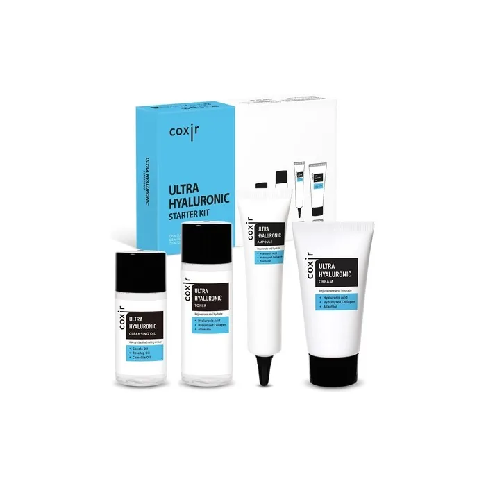 Coxir Ultra Hyaluronic Starter Kit Cleansing Oil Toner Ampoule Cream Travel
