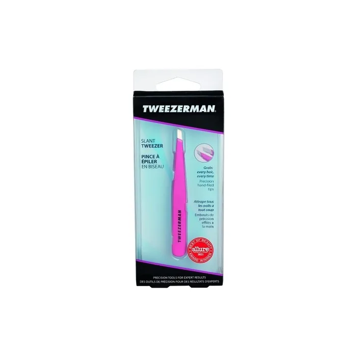 Tweezerman Slant Tip Eyebrow Tweezer Stainless Steel Pink