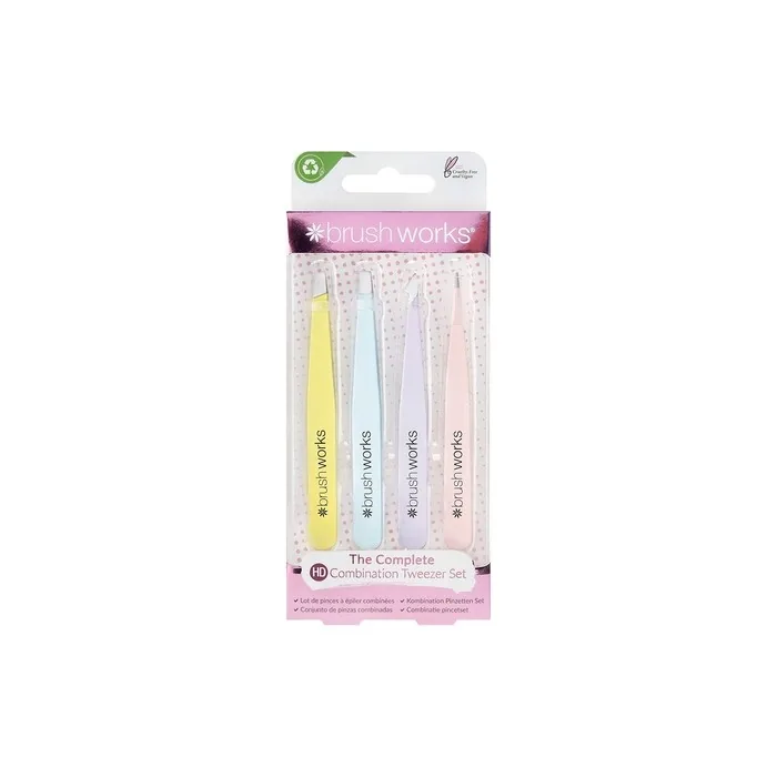 Brushworks HD 4 Piece Combination Tweezer Set - Mixed