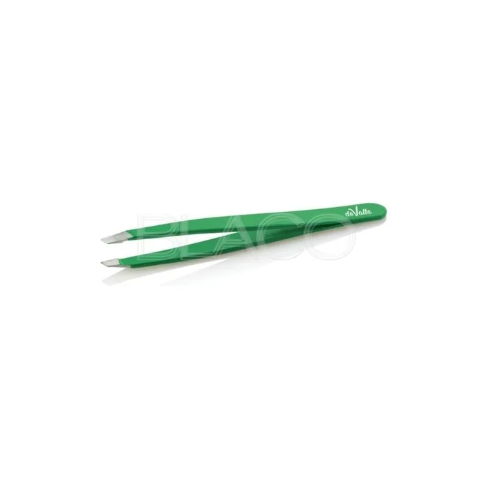 Stainless Steel Eyebrow Tweezers Slanted Tip - Green