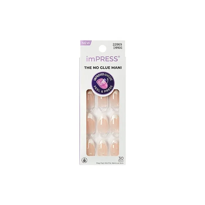 KISS imPRESS Nails Chills White Almond Medium Stick On Nails - Pack of 30