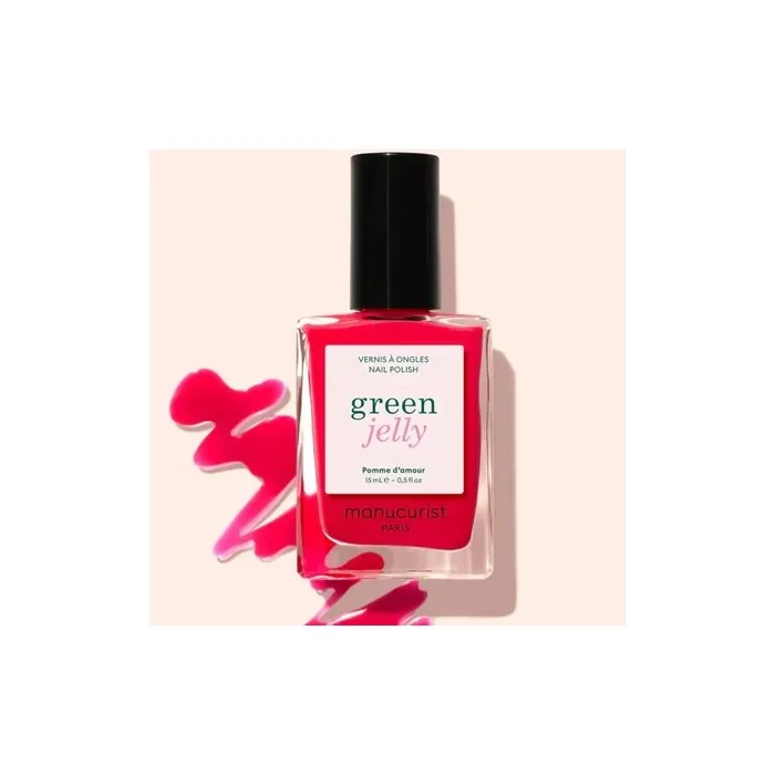 Manucurist Green Jelly Pomme D'Amour Nail Polish 15ml - Vegan Translucent Raspberry Pink