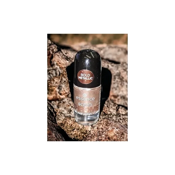 Essence Satin Bold Metallic Chrome Nail Polish 01 Robotic Rose Top Gold