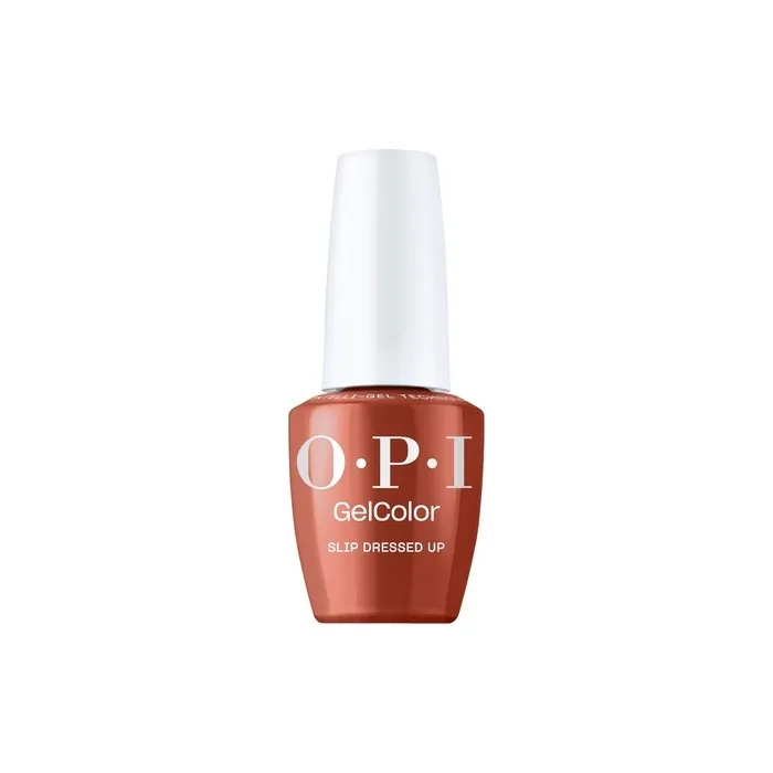 OPI GelColor Slip Dressed Up Opaque Dark Red Brown Creme UV Cure Gel Nail