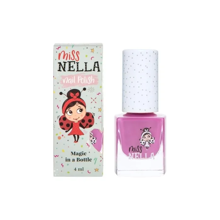 Miss Nella Little Poppet Safe Purple Nail Polish for Kids Non-Toxic Odor Free Formula Children Toddlers Natural Water Based Easy Peel Off