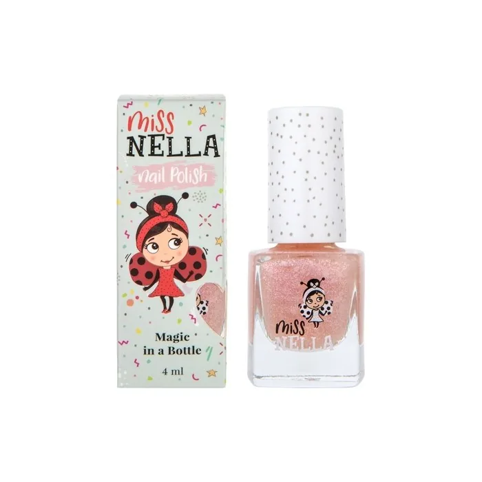 Miss Nella ABRACADABRA Safe Special Pink Sparkle Nail Polish for Kids Non-Toxic Odor Free Formula for Children and Toddlers Natural Water Based for Easy Peel Off