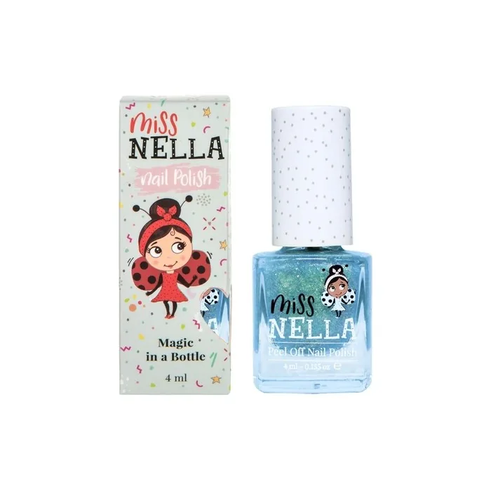 Miss Nella Magic Collection Bibbidi Bobbidi Boo Special Blue Sparkle Nail Polish for Kids - Peel-off, Water Based, Odor Free Formula