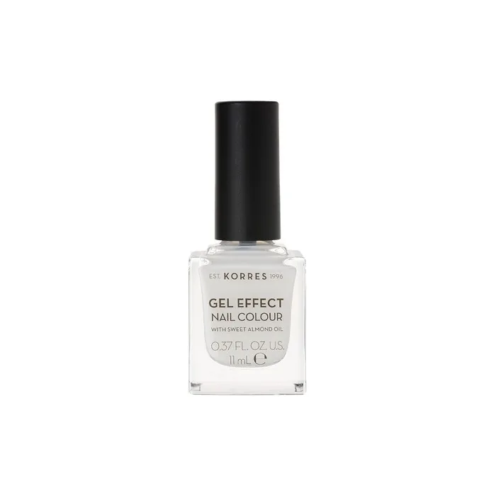 KORRES Sweet Almond Nail Colour 02 Porcelain White Vegan Nail Polish with Gel Effect 11ml