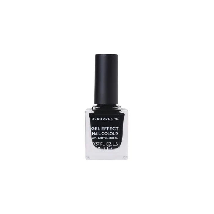 KORRES Sweet Almond Nail Colour 100 Black Vegan Gel Effect Nail Polish 11ml