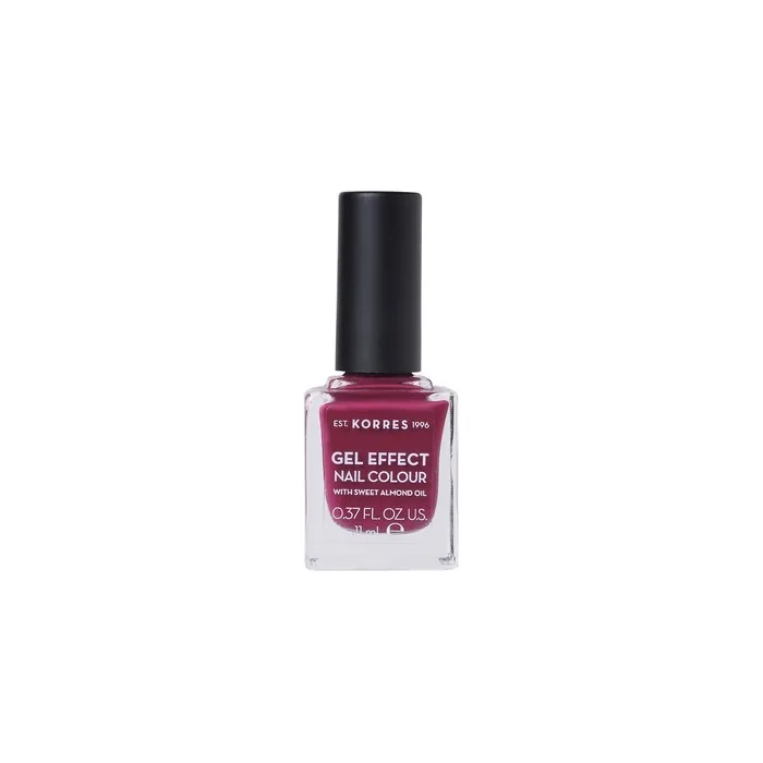 KORRES Sweet Almond Nail Colour 74 Berry Addict Vegan Nail Polish with Gel Effect 11ml