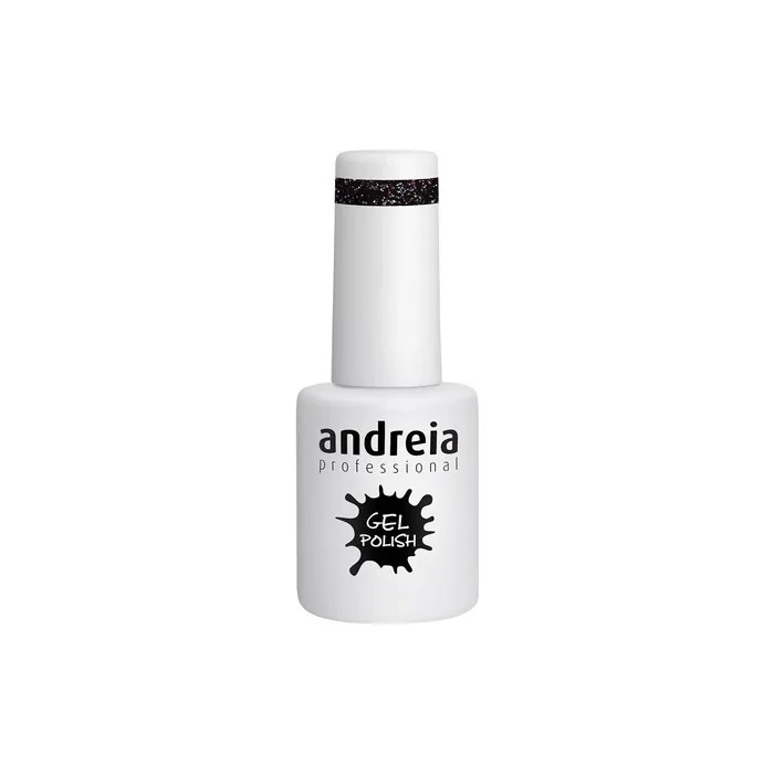 Andreia Semi-Permanent Nail Gel Polish Colour 244 Black Glitter 10ml