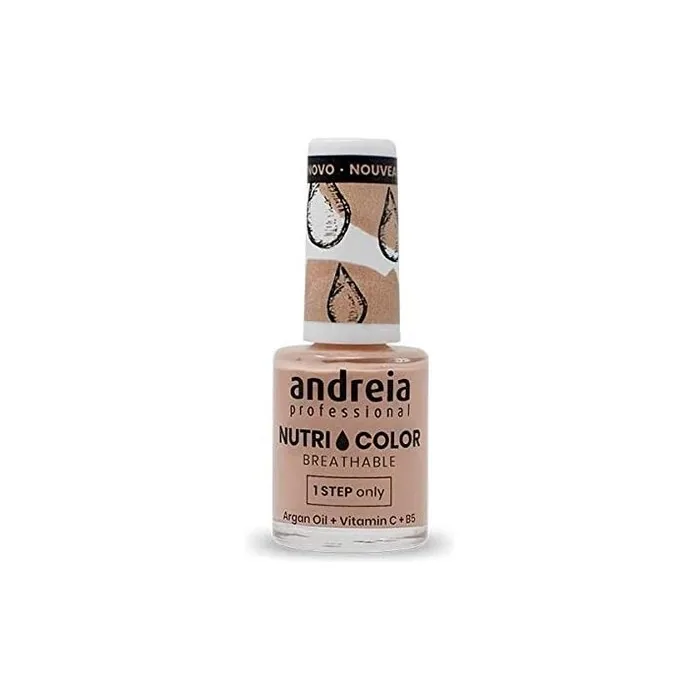 Andreia Professional NutriColor Breathable Nail Polish Vegan and Cruelty-Free DIY Nail Art UV Gel with Long Lasting Gloss Finish NC8 Nude 10.5ml
