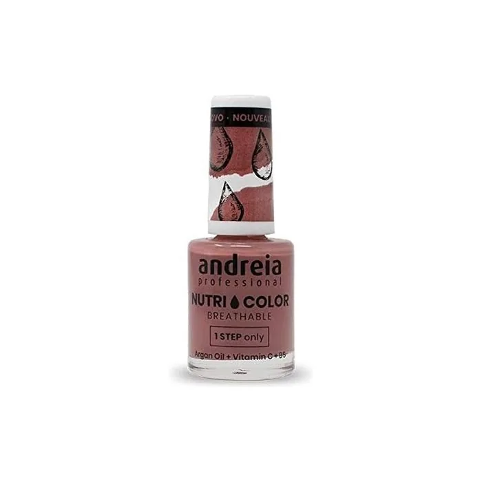 Andreia Professional NutriColor Breathable Nail Polish Vegan and Cruelty-Free DIY Nail Art with Long Lasting Gloss Finish Colour NC9 Pink 10.5ml