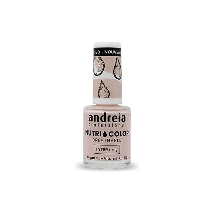 Andreia Professional NutriColor Breathable Nail Polish Vegan and Cruelty-Free DIY Nail Art with Long Lasting Gloss Finish Colour NC10 Pink 10.5ml