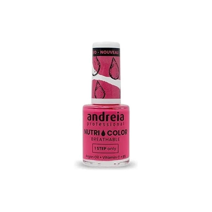 Andreia Professional NutriColor Breathable Nail Polish Vegan and Cruelty-Free DIY Nail Art with Long Lasting Gloss Finish Colour NC14 Pink 10.5ml
