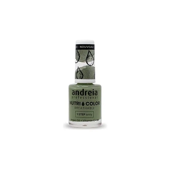 Andreia Professional NutriColor Breathable Nail Polish Vegan and Cruelty-Free Nail Art Polish with Long-Lasting Glossy Finish Color NC20 Green 10.5ml