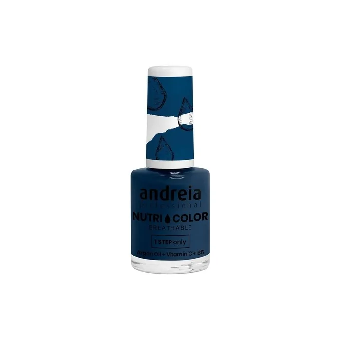 Andreia Professional NutriColor Breathable Nail Polish Vegan and Cruelty-Free DIY Nail Art with Long Lasting Gloss Finish Colour NC24 Blue Teal 10.5ml