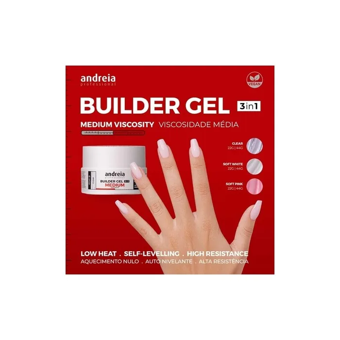 Andreia 3-in-1 Soft White Construction Gel 44g Vegan Medium Viscosity