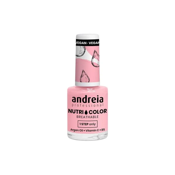 Andreia Professional NutriColor Breathable Nail Polish Vegan and Cruelty-Free DIY Nail Art with Long Lasting Gloss Finish Colour NC29 Cotton Candy Pink 10.5ml