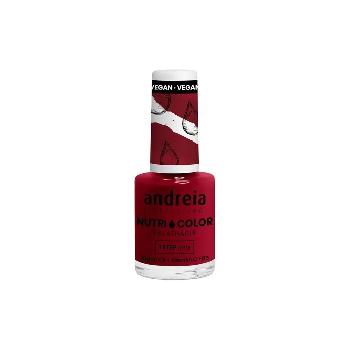 Andreia Professional NutriColor Breathable Nail Polish Vegan and Cruelty-Free Nail Art Polish with Long-Lasting Glossy Finish Color NC32 Bordeaux 10.5ml