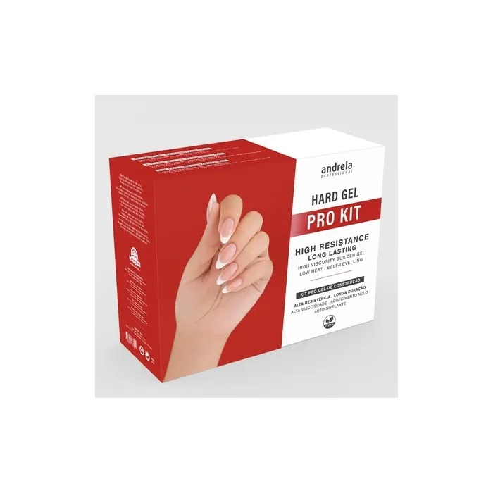 Andreia Professional Hard Gel Nail Kit PRO for Manicure and Gel Polish with Building Gel, Ultrabond Nail Primer, Nail Polish, Extra Glow, Prep Clean Cleanser, Nail File, Towel, and Brush