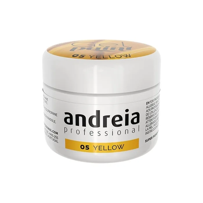 Andreia Professional Nail Art Design Gel Paint Pots Highly Pigmented Intense Colour No Flow High Viscosity UV Gel Paint for DIY Manicure Vegan 4g 05 Yellow