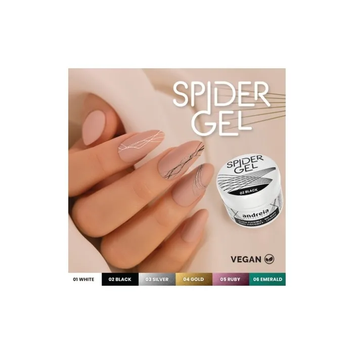 Andreia Professional Black Spider Gel Creation Nail Art Design