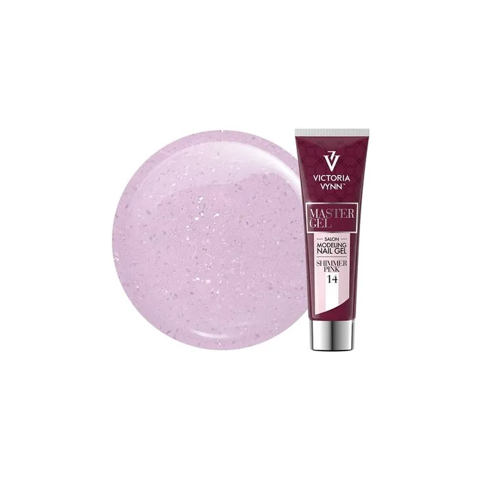 Victoria Vynn Master Gel Uv Led Acrylic Glitter Gel For Nail Modeling And Manicure Extensions 14 Shimmering Pink 60g