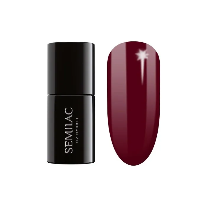 Semilac UV Nail Polish Burgundy Red 404 Black Beans Muffin 7ml - Colorful and Long-Lasting Nail Polish for Intensive Nails
