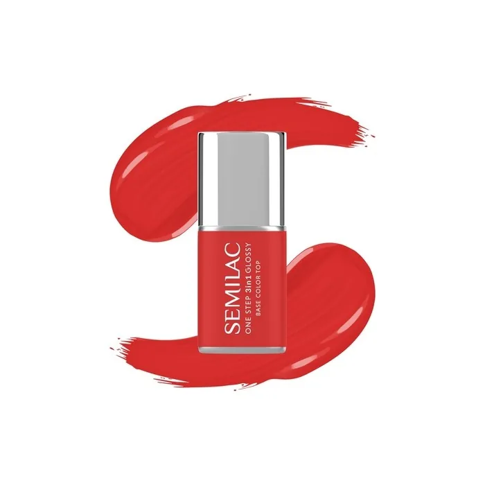 Semilac One Step Glossy 3in1 Hybrid Nail Polish S530 Scarlet 7 Ml