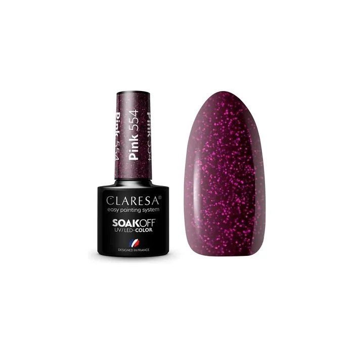 Claresa UV LED Nail Polish Collection Hybrid Manicure Soak Off - 5ml Pink Color No. 554