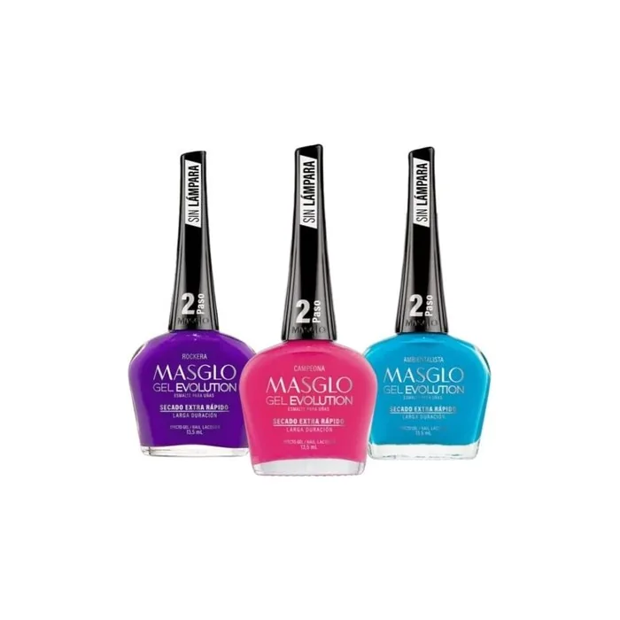 MASGLO GEL EVOLUTION Nail Polish Gel Effect 3 Shades of Colors Duration up to 12 Days