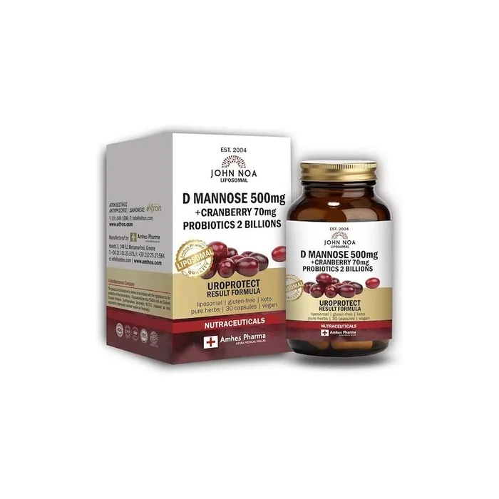 John Noa Dmannose 500mg Cranberry 70mg Probiotics 2 Billion Liposomal Formula For The Urinary Tract 30 Capsules