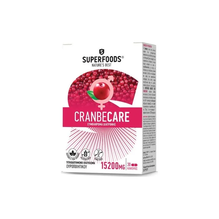 Superfoods Cranbecare Dietary Supplement For Urinary Tract Health 15200mg 30 Capsules