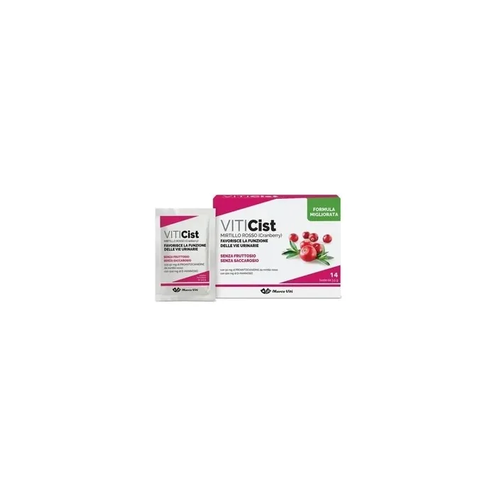 Marco Viti Pharmaceuticals Viticist Dietary Supplement For Urinary Health 14 Sachets Red Cranberry Flavor