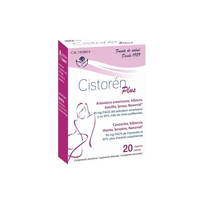 Cistoren Plus Herbal Supplement 20 Capsules with Cranberry and Hibiscus