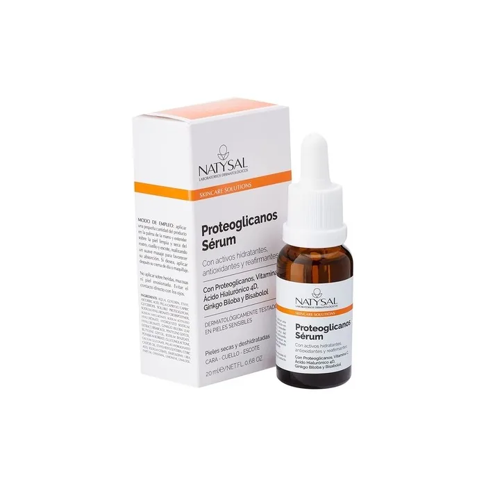Proteoglycans Serum 20ml with Vitamin C, Hyaluronic Acid, Ginkgo Biloba, and Bisabolol for Dry and Dehydrated Skin - Made in Spain